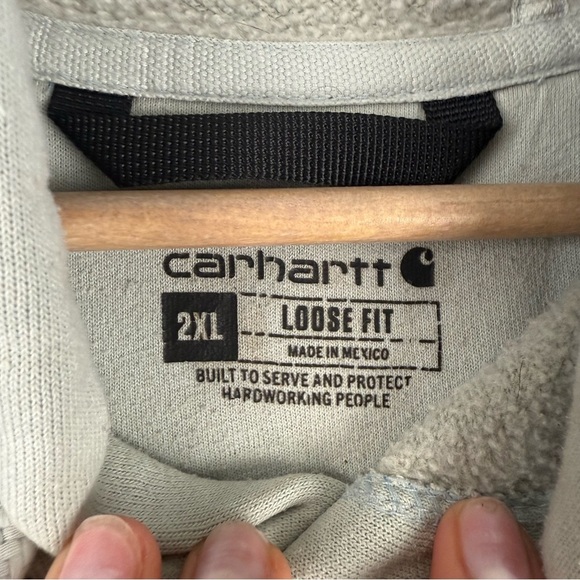 Carhartt Men’s 2XL Loose Fit Hoodie – Light Gray with Sleeve Logo - Picture 4 of 8